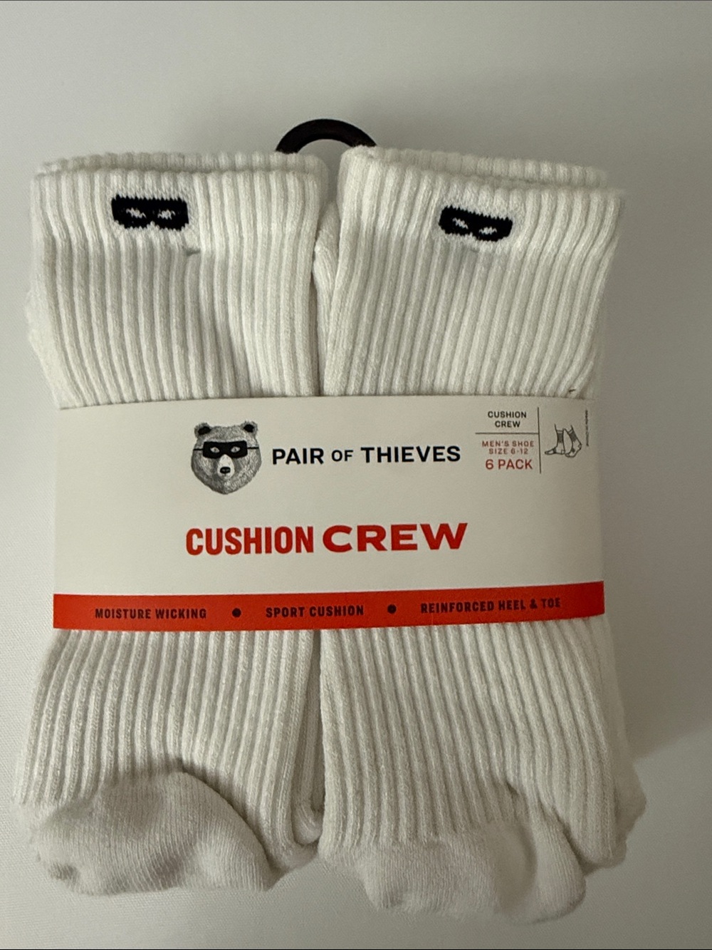 Pair of Thieves Cushion Crew Athletic Socks — White